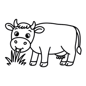 Makkelijke Tekening Koe eet gras