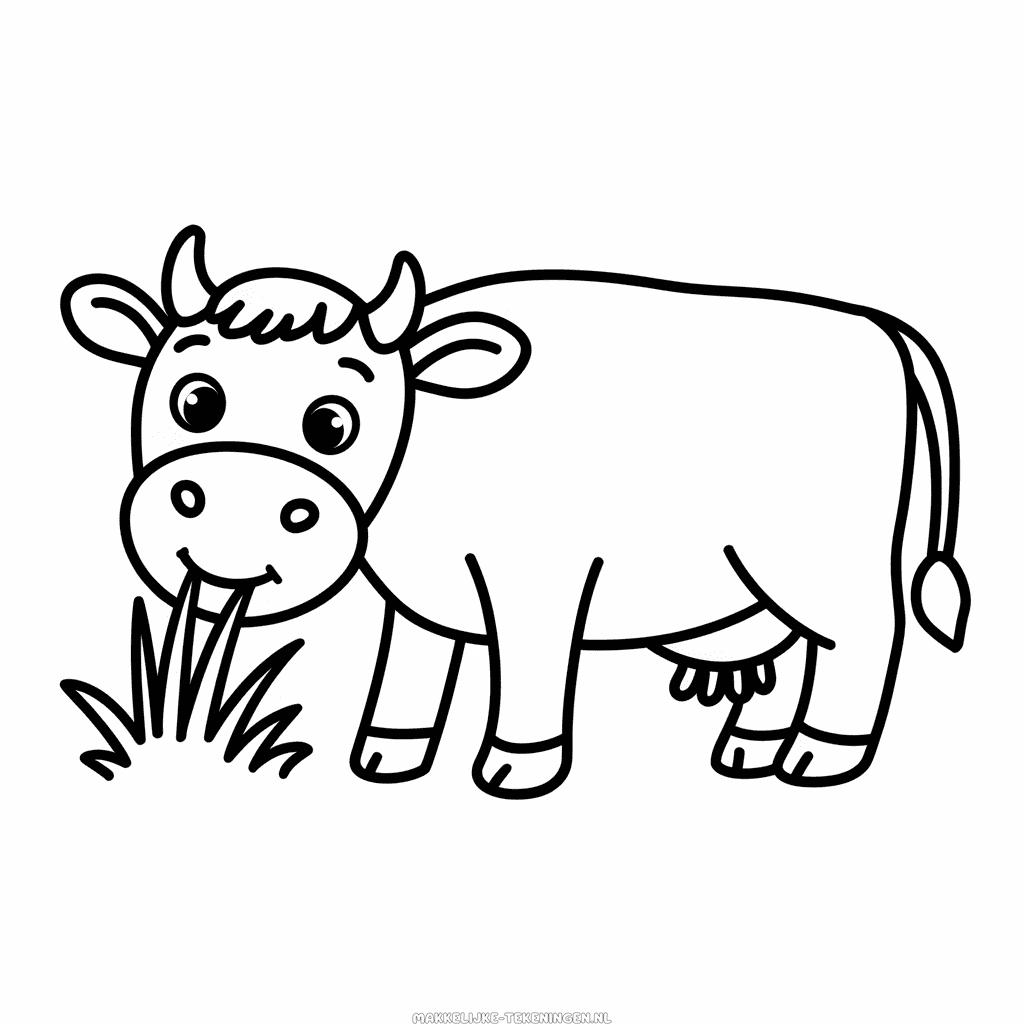 Makkelijke Tekening Koe eet gras
