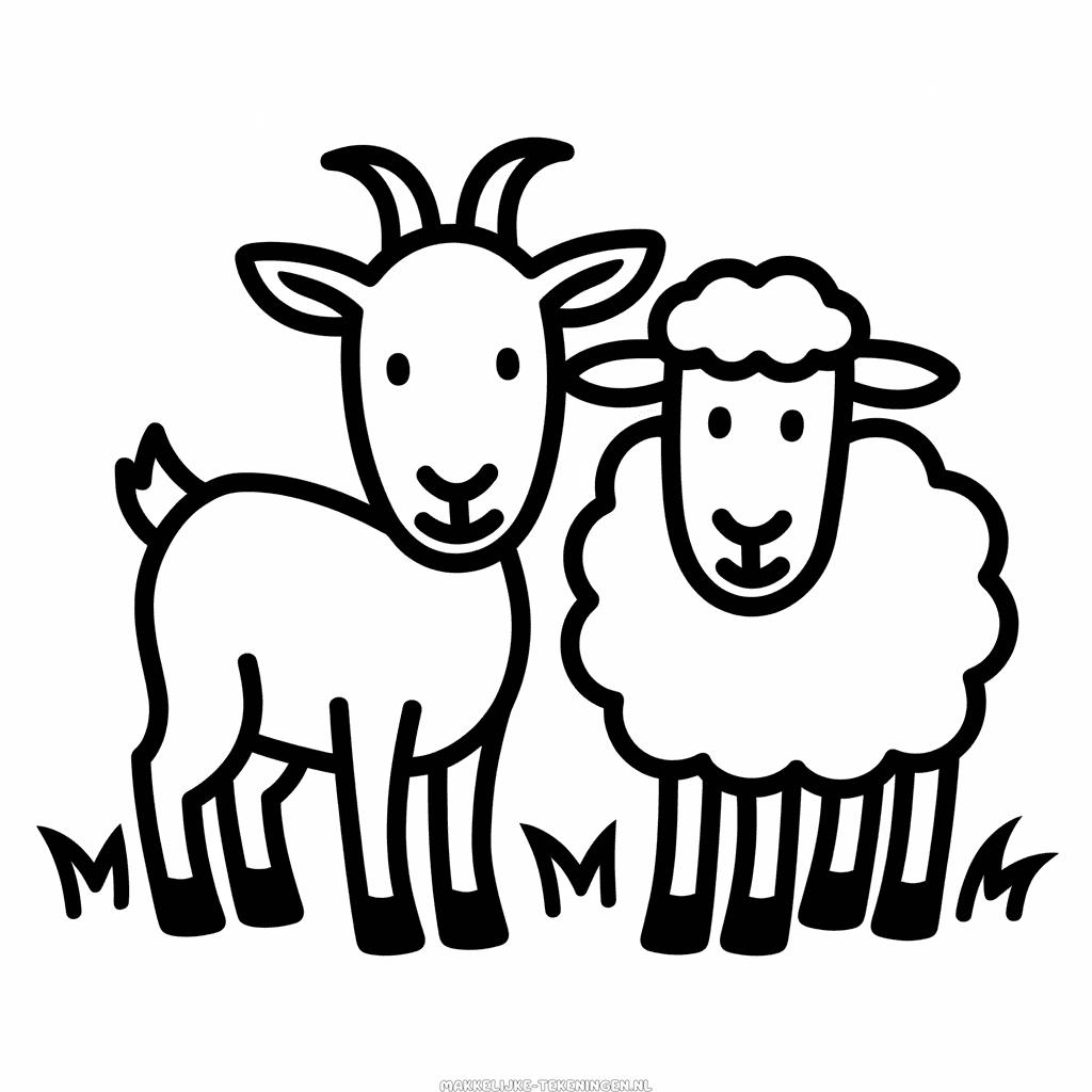 Geit en Schaap Makkelijke Tekening