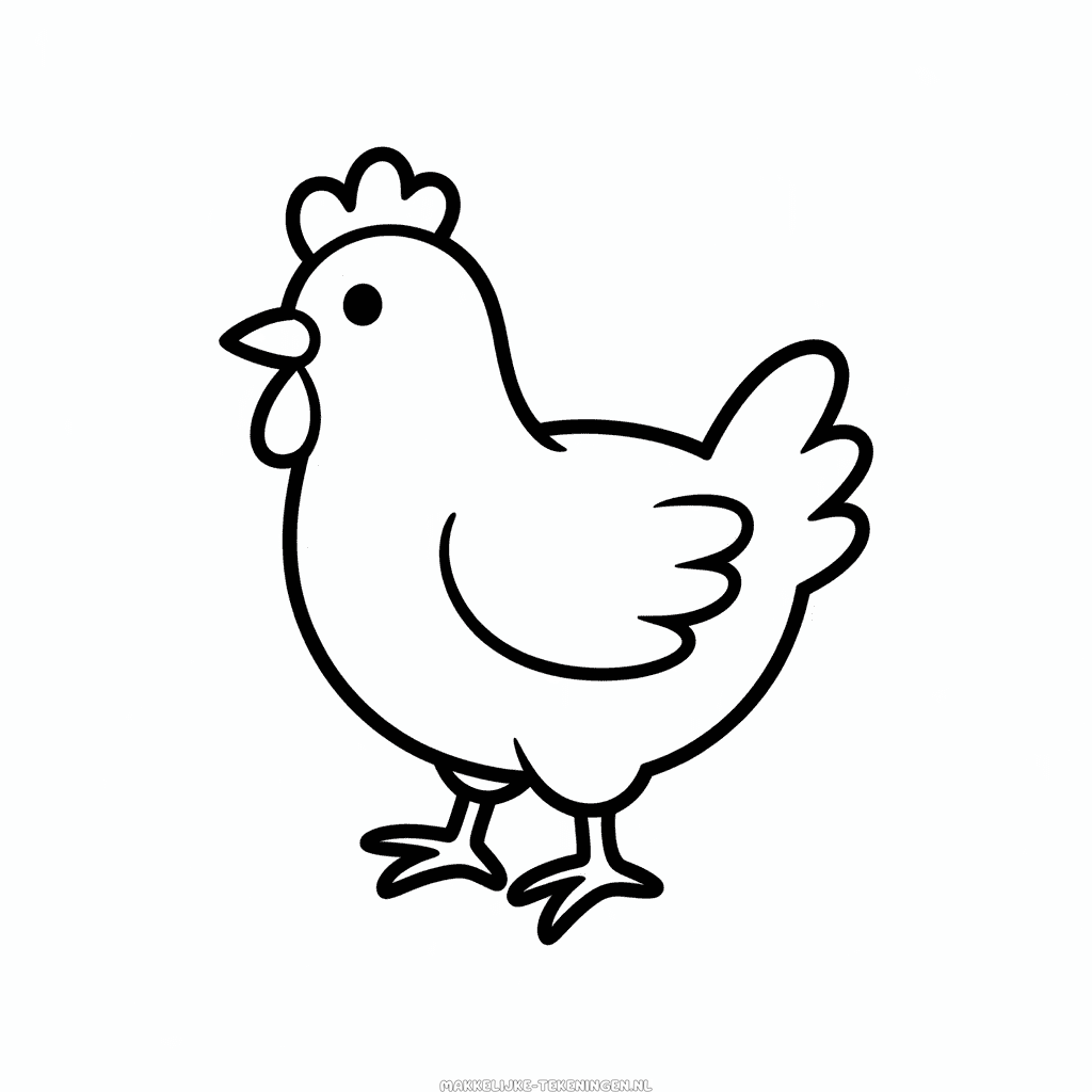 Schattige kip Makkelijke Tekening