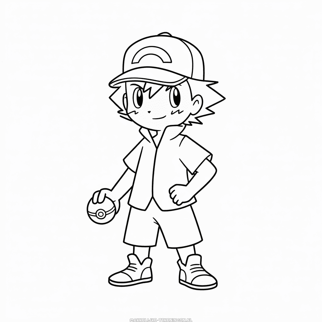 Tekening Ash Pokémon Meester