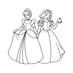 Tekening Assepoester en Sneeuwwitje