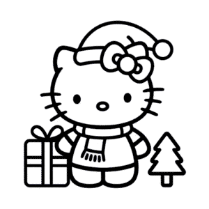 Tekening Hello Kitty Kerstmis