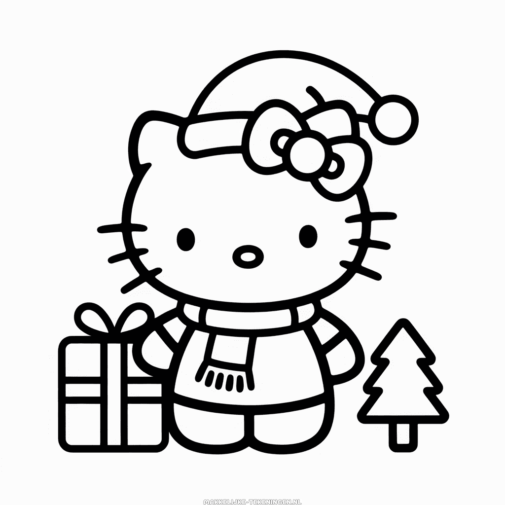 Tekening Hello Kitty Kerstmis