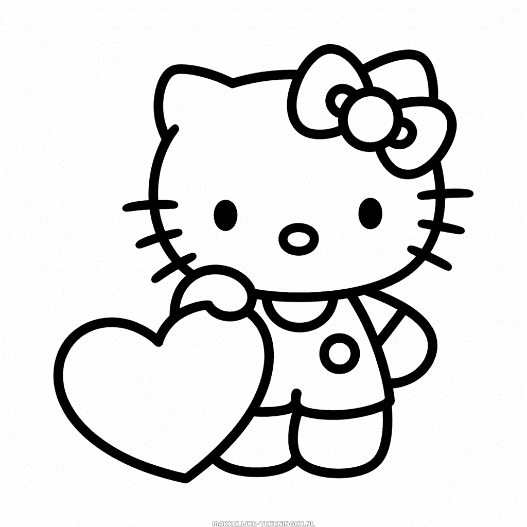 Tekening Hello Kitty met Hart