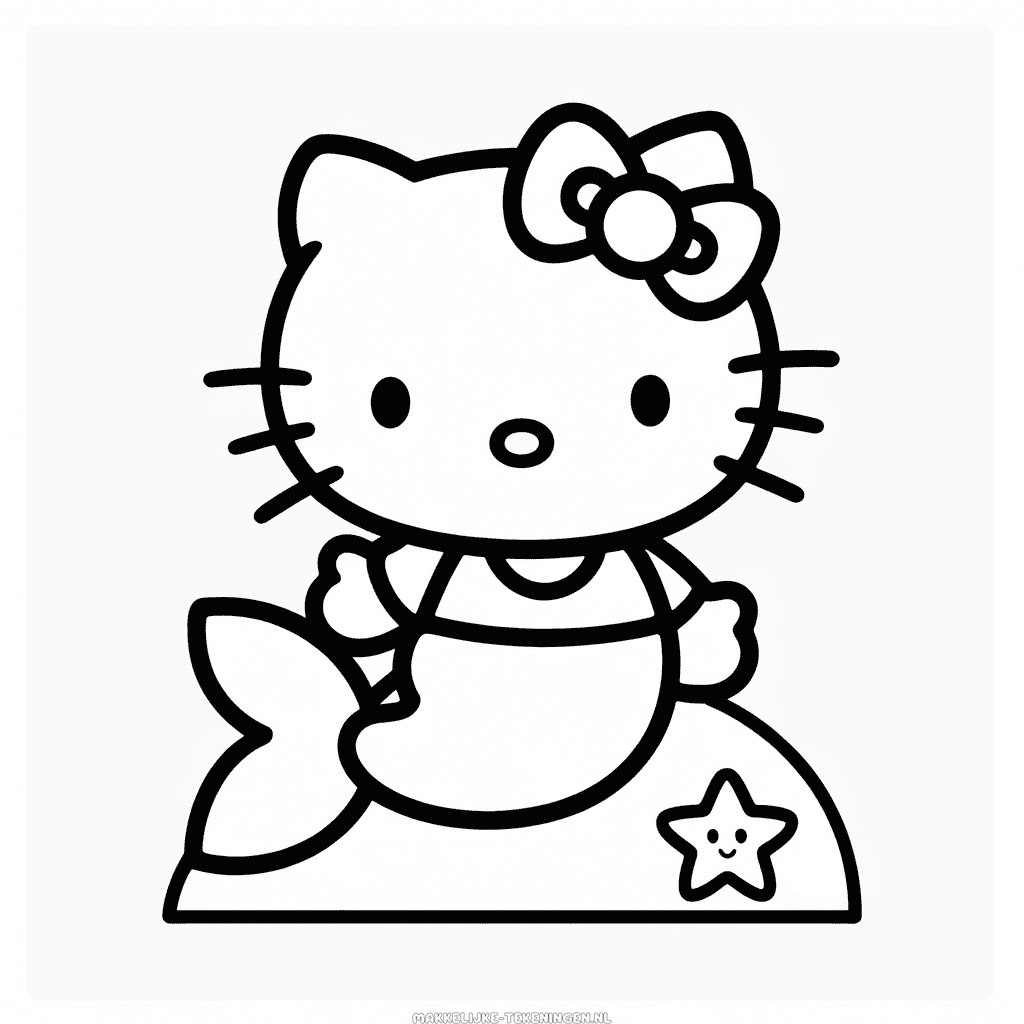 Tekening Hello Kitty Zeemeermin