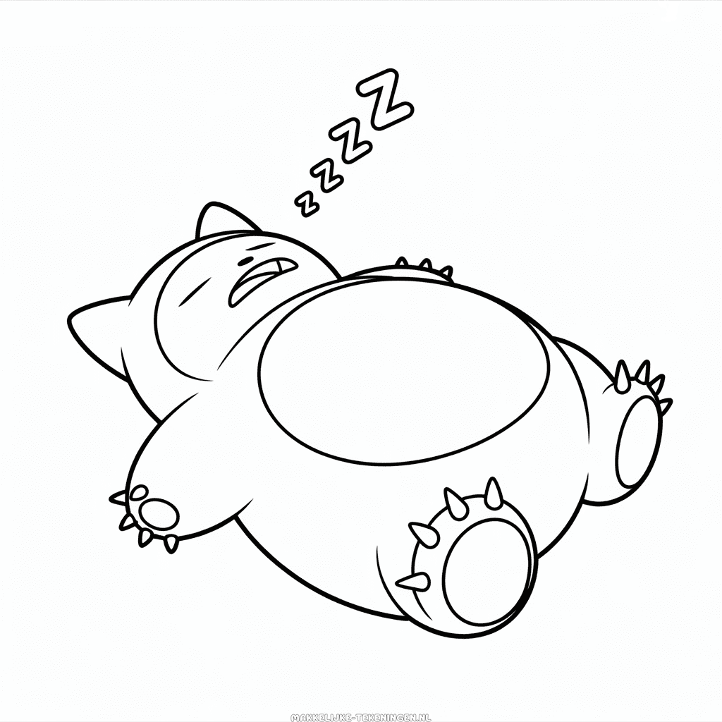 Tekening Snorlax aan het Slapen