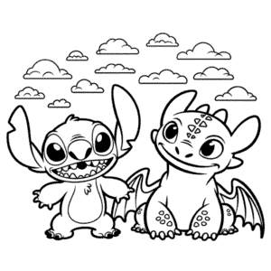 Tekening Stitch en Tandloos