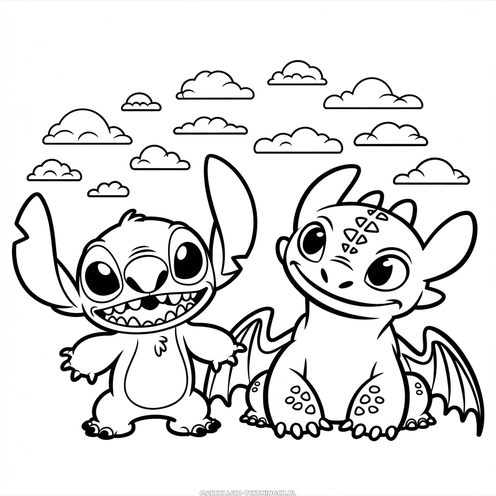 Tekening Stitch en Tandloos