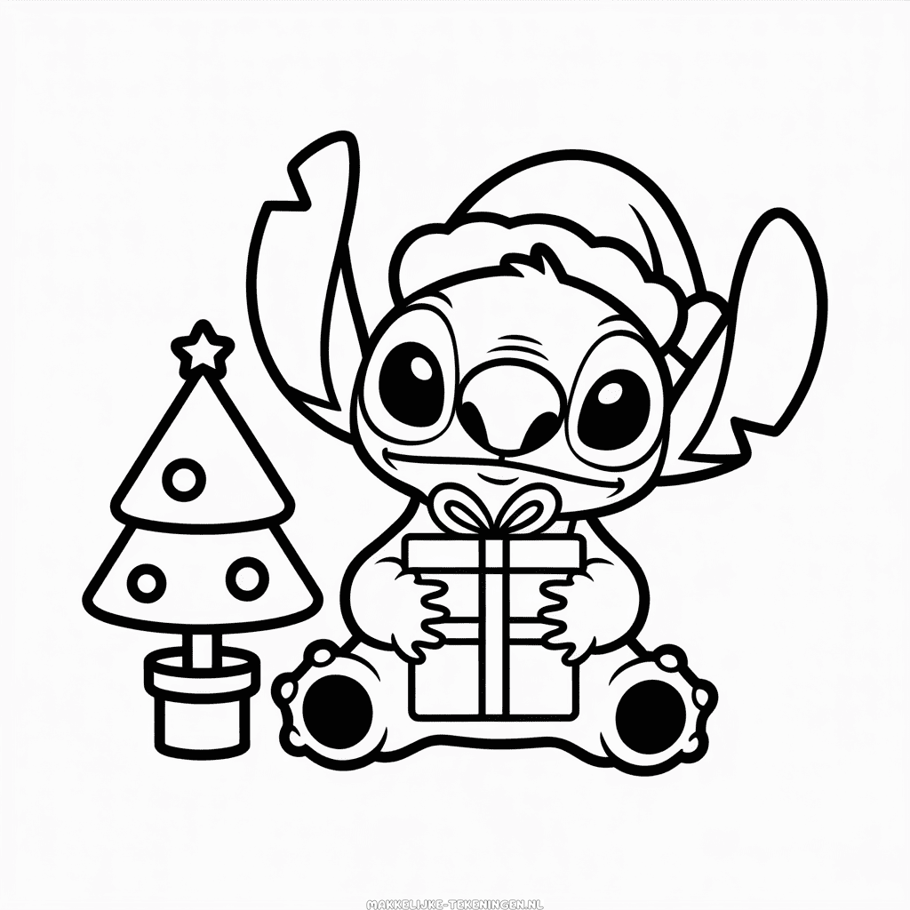 Tekening Stitch Kerstcadeau