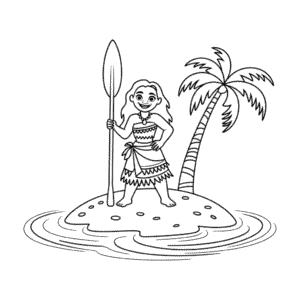 Tekening Vaiana op Eiland