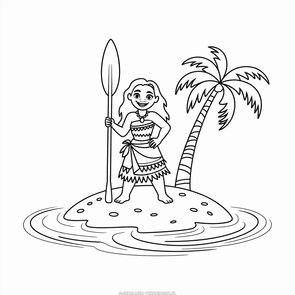 Tekening Vaiana op Eiland