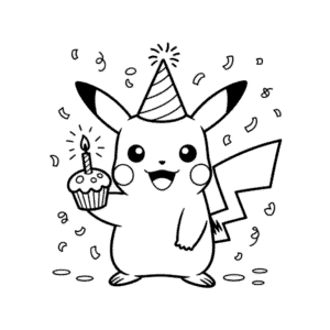 Tekening Verjaardag van Pikachu