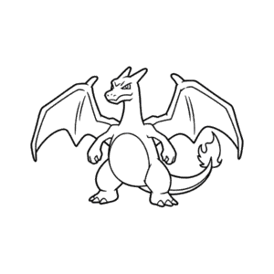 Tekening Zwart en Wit Charizard
