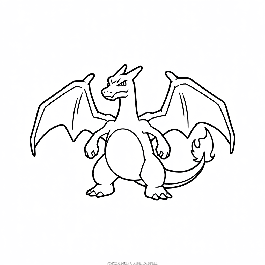 Tekening Zwart en Wit Charizard