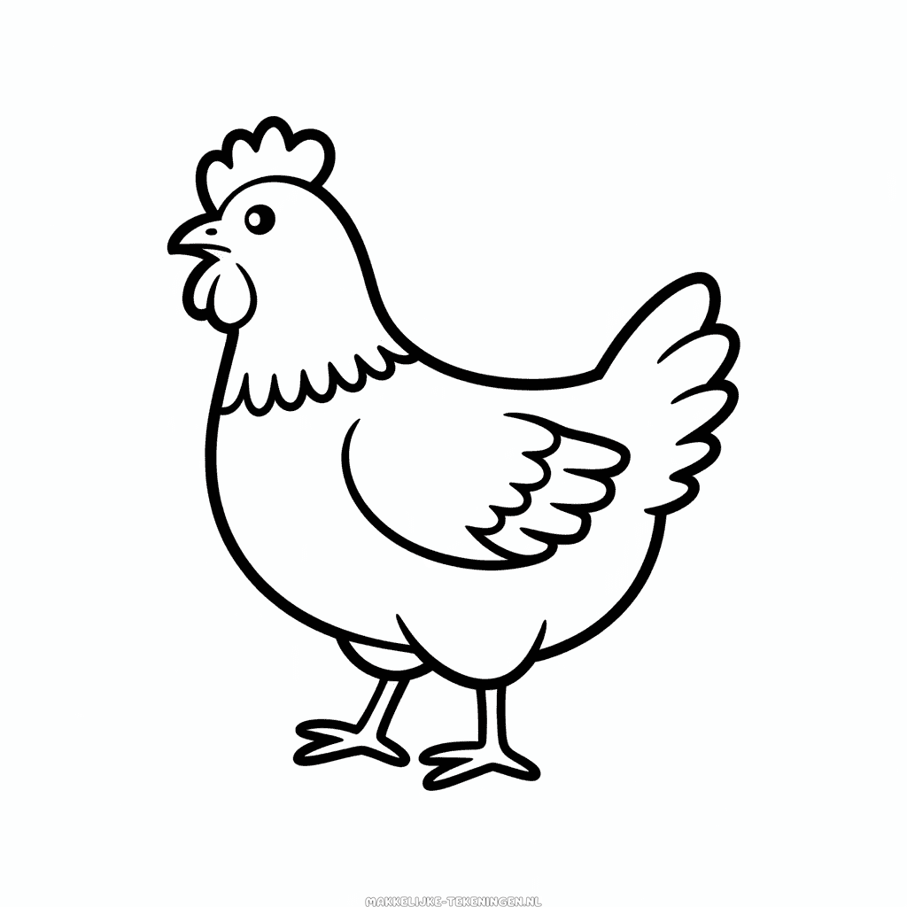 Zwart en Witte Kip Makkelijke Tekening