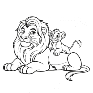 Tekening De Leeuwenkoning Simba en Mufasa