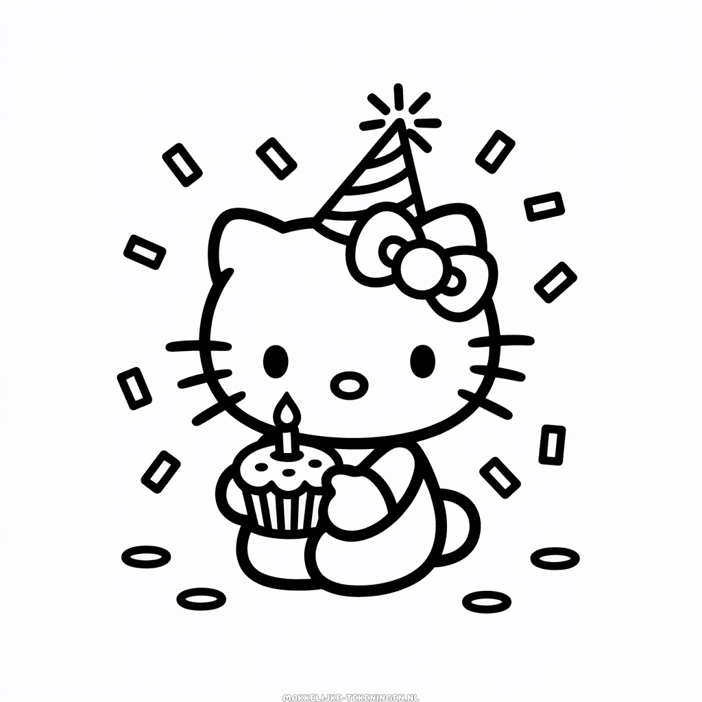 Tekening Hello Kitty Verjaardag