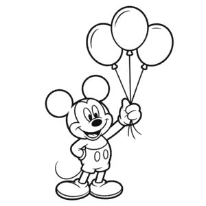 Tekening Mickey Mouse met Ballonnen