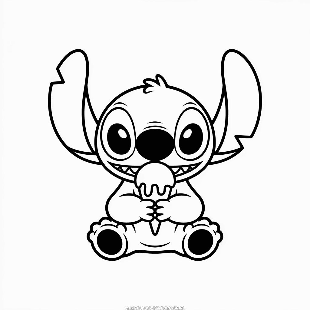 Tekening Stitch Eet Ijsje