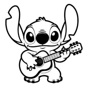 Tekening Stitch Speelt Gitaar