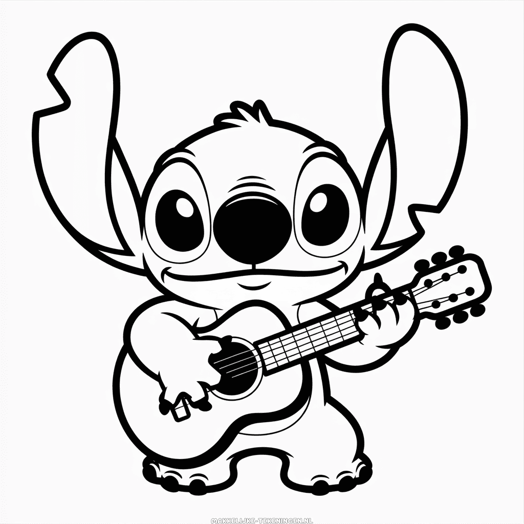 Tekening Stitch Speelt Gitaar