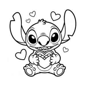 Tekening Stitch Valentijnsdag