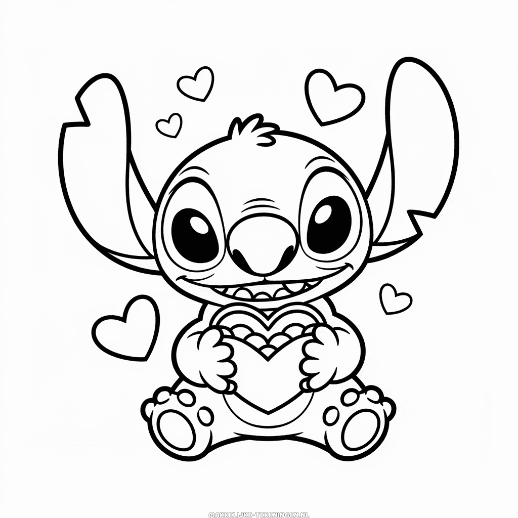 Tekening Stitch Valentijnsdag