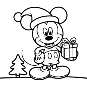 Tekening Mickey Kerstmis