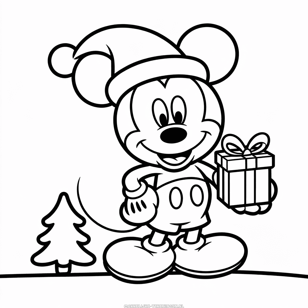 Tekening Mickey Kerstmis