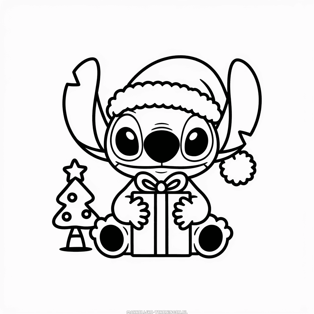 Tekening Stitch Kerstmis