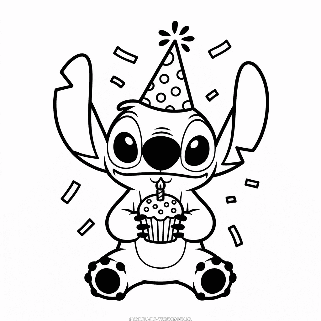 Tekening Verjaardagsviering van Stitch