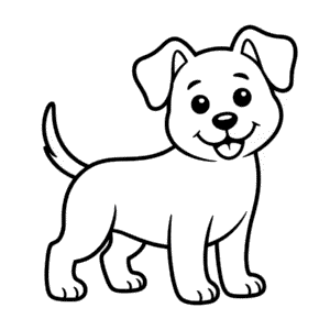Tekening Zwart en Witte Hond