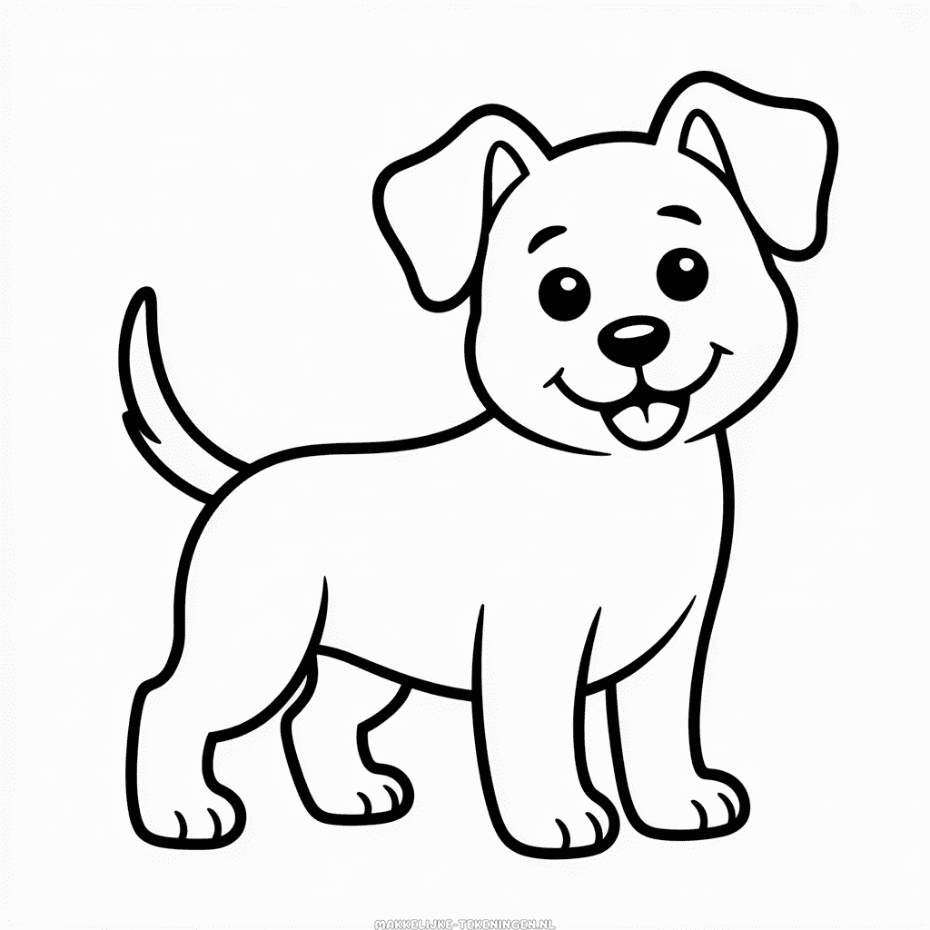 Tekening Zwart en Witte Hond