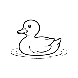 Tekening Baby eend in het water