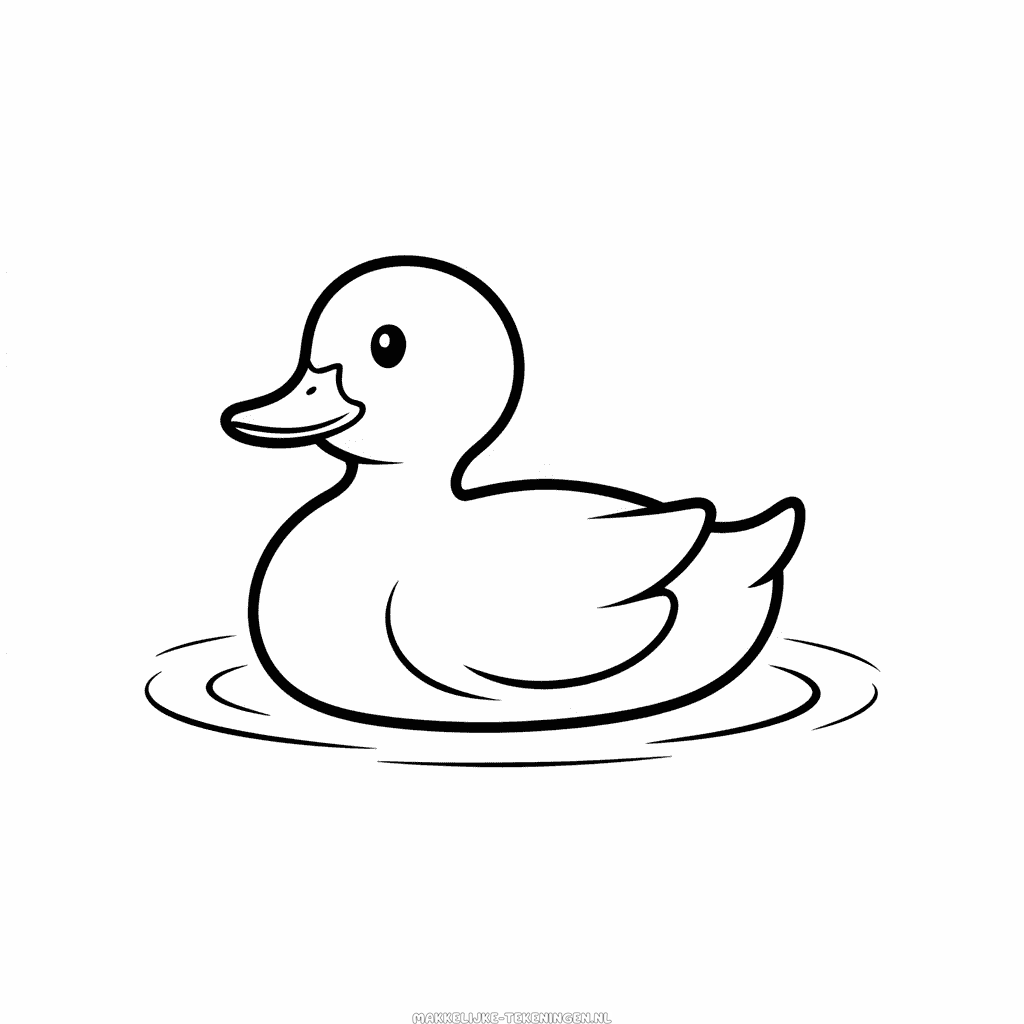 Tekening Baby eend in het water