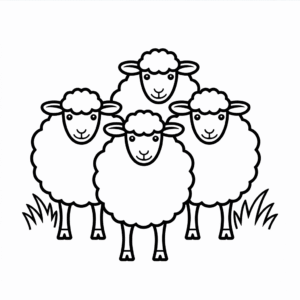 Tekening Groep Schapen