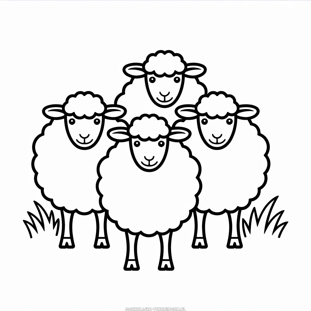 Tekening Groep Schapen