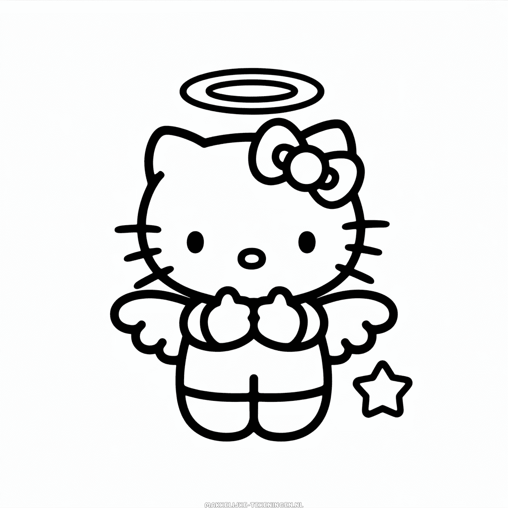 Tekening Hello Kitty Engel