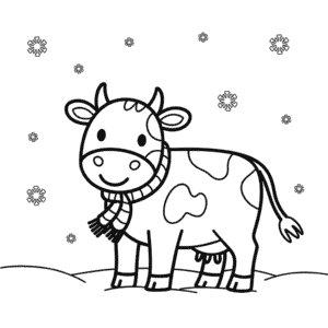 Tekening Koe in de winter