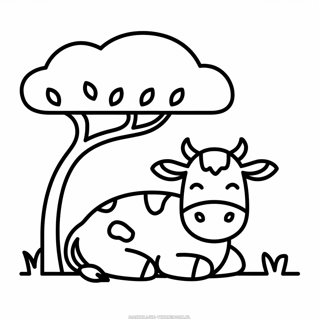 Tekening Koe onder boom