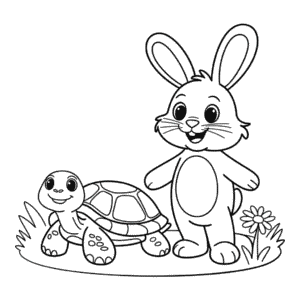 Tekening Konijn en Schildpad