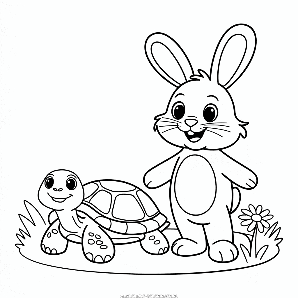 Tekening Konijn en Schildpad
