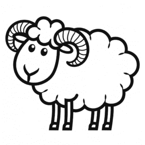 Tekening Schattig Schaap met hoorns