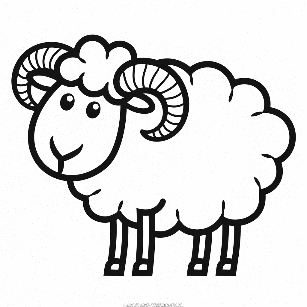 Tekening Schattig Schaap met hoorns