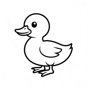 Tekening Schattige Zwarte Eend
