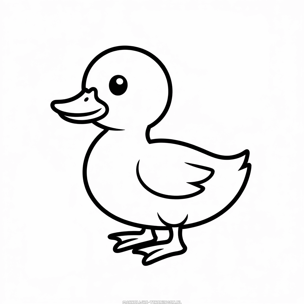 Tekening Schattige Zwarte Eend