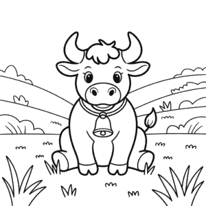 Tekening Stier in gras