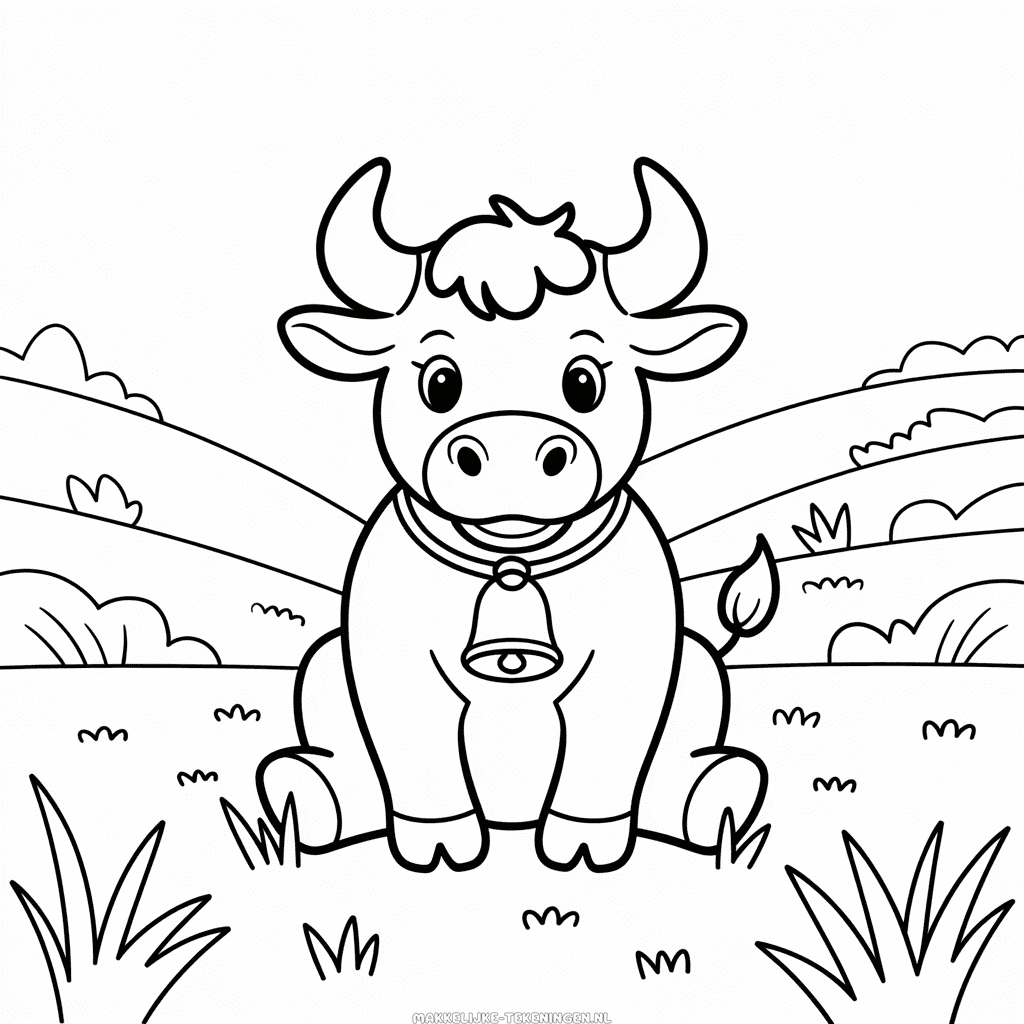 Tekening Stier in gras