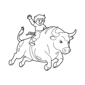 Tekening Stieren rijden